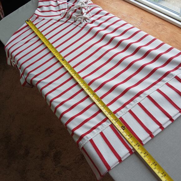 Jane + Delancey French Terry Hooded Top XL lace-up V-neck red striped unisex - Picture 12 of 15